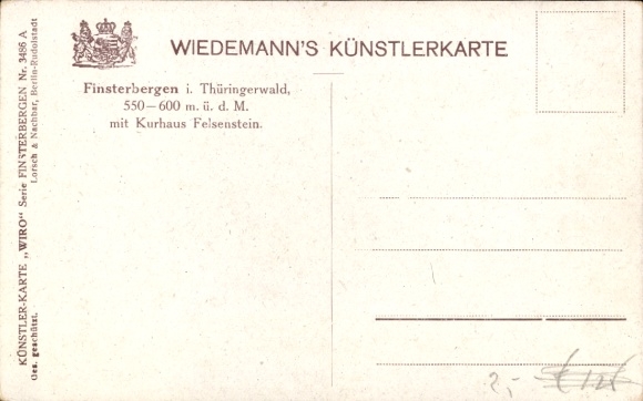 Artist Postcard Finsterbergen Friedrichroda in the Thuringian Forest, Kurhaus Felsenstein, Panorama