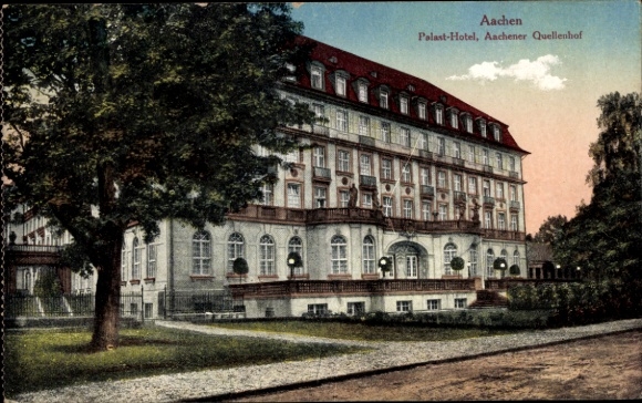 Ak Aachen, Palast-Hotel, Aachener Quellenhof, Bäume, Weg