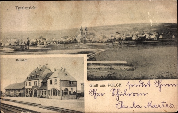 Ak Polch in Rheinland Pfalz, Totalansicht, Bahnhof