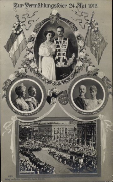 Ak Herzog Ernst August von Braunschweig, Prinzessin Victoria Luise von Preußen, Vermählung 1913