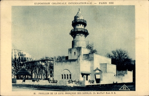 Ansichtkaart Parijs XII, Exposition Internationale 1931, Pavillon de la cote francaise des Somalis