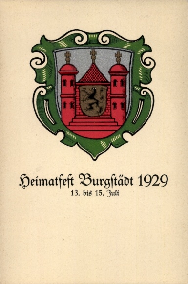 Wappen Ak Burgstädt in Sachsen, Stadtwappen, Heimatfest 1929