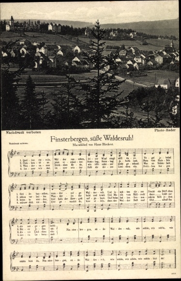 Lied Ak Finsterbergen Friedrichroda Thüringen, Finsterbergen, süße Waldesruh, Hans Bleckert
