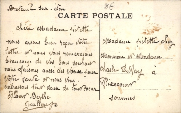 Postcard Breteuil Eure, Monument, Rooster, Children of Dead for France