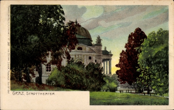 Artist Postcard Raoul Frank, Graz Styria, City Theatre