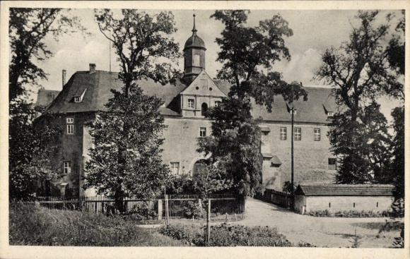 Ak Mühlberg an der Elbe, Schloss, Südseite, Bäume,  Architektur