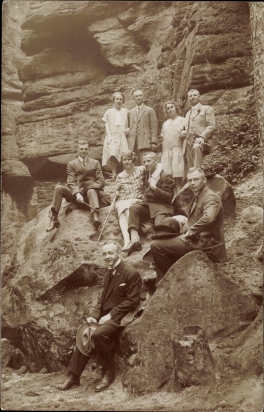 Foto Ak Lohmen Sächsische Schweiz, Bastei, Ausflug 1926