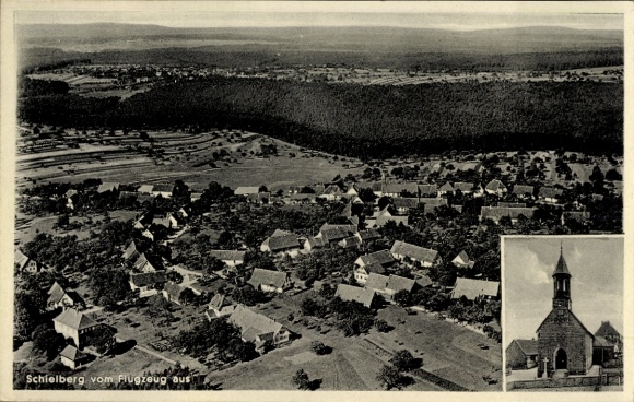 Postcard Frauenalb Schielberg Marxzell in the Black Forest, aerial photograph