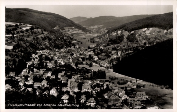 Postcard Schönau near Heidelberg Odenwald, aerial photograph