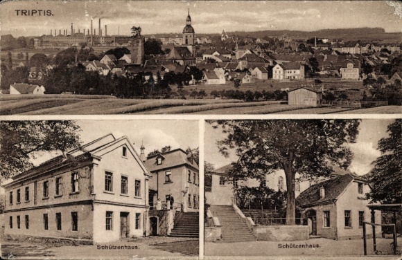 Ak Triptis in Thüringen, Totalansicht, Schützenhaus