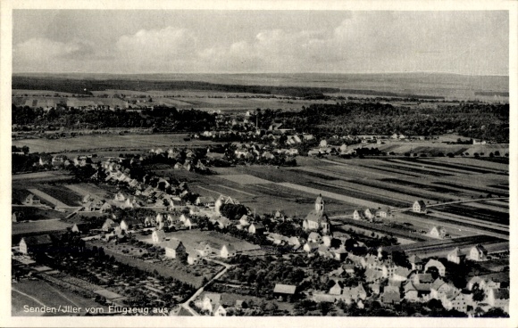 Postcard Senden in Swabia, aerial photograph