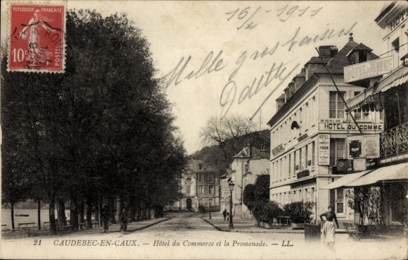 Ak Caudebec en Caux Seine Maritime, Hotel du Commerce, Promenade