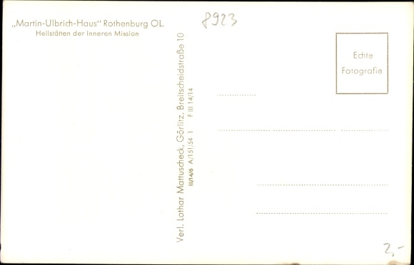 PC Rothenburg in Oberlausitz, Martin Ulbrich house, sanatoriums of the inner mission