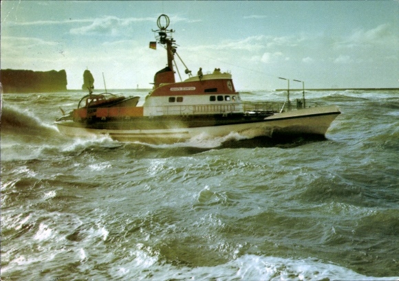 Postcard Sea Rescue Cruiser Adolph Bermpohl, Rescue of Shipwrecked People, Heligoland