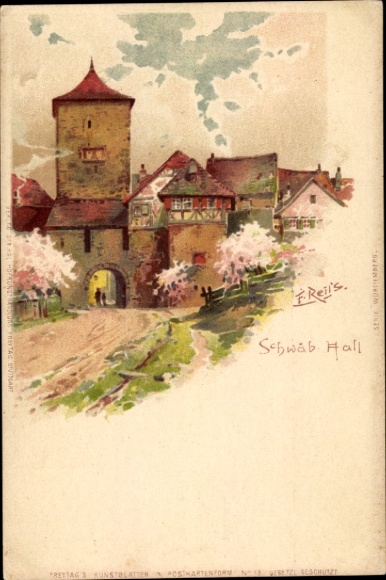 Artist Chromo-Litho Reiss, Fritz, Schwäbisch Hall in Württemberg, game to the goal