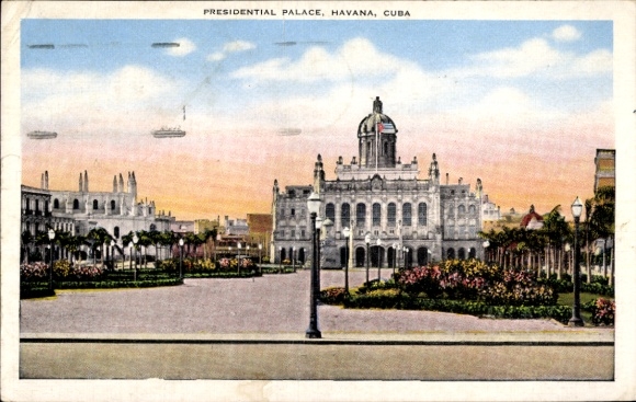 Postcard Havana Habana Cuba, Presidential Palace, Cuba, magnificent architecture, blooming gardens