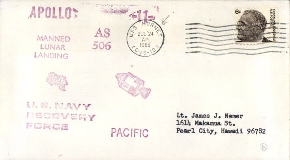 Brief Raumfahrt USA, Apollo 11, AS 506, USS Hornet