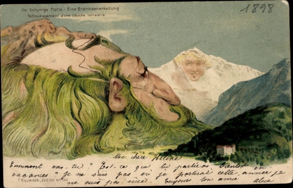 Chromo-Litho The Schynige Platte, calcification of the earth's bark, mountain faces, Killinger No 104