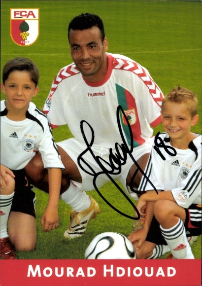 Autograph card footballer Mourad Hdiouad, FC Augsburg, autograph
