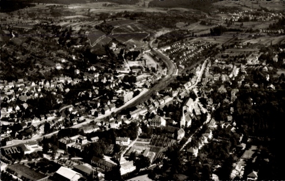 Postcard Grötzingen Baden Württemberg, aerial view of Grötzingen, many houses, rural surroundings