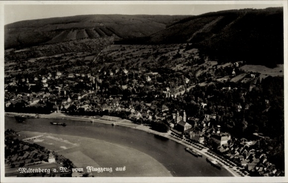 Postcard Miltenberg am Main in Lower Franconia, aerial photograph