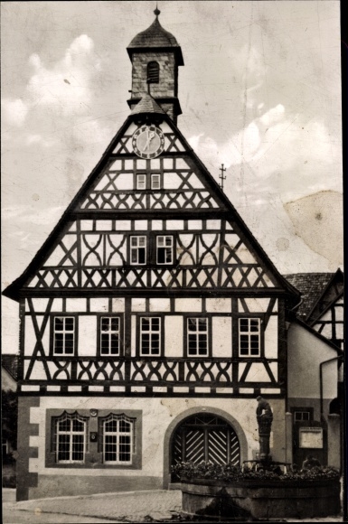 Postcard Külsheim in Baden, town hall