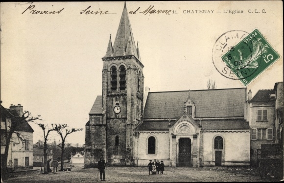 Postcard Chatenay Hauts-de-Seine, The Church