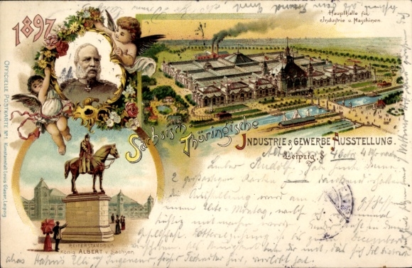 lito Leipzig w Saksonii, Saxon Thur. Wystawa przemysłowo-handlowa 1897, król Saksonii