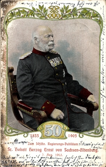 Passepartout Ak Herzog Ernst von Sachsen Altenburg, 50-jähriges Regierungsjubiläum 1903
