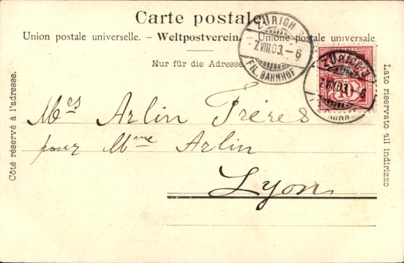 Postcard Zurich City Switzerland, Bahnhofplatz, Polytechnic, Trams