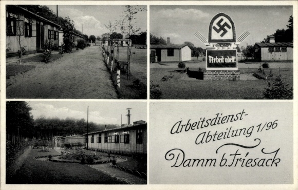 Postcard Damm Zootzen Friesack in der Mark, RAD, Labor Service Department 1/96, Work ennobles