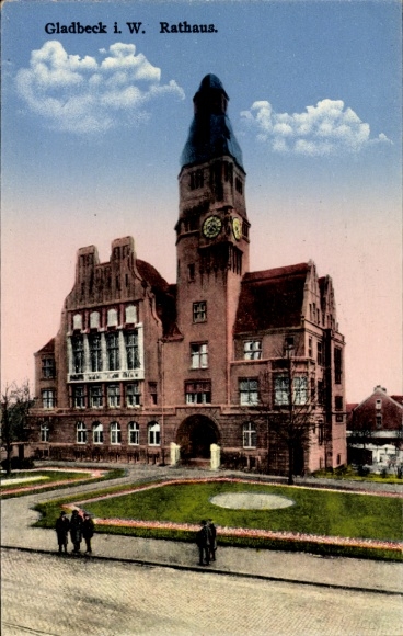 Postcard Gladbeck in the Ruhr area Westphalia, Town Hall