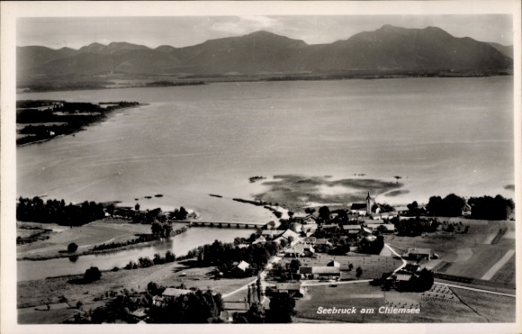 Postcard Seebruck am Chiemsee Upper Bavaria, aerial photograph