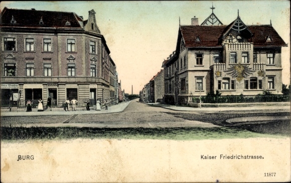 Postcard Burg near Magdeburg, Kaiser-Friedrichstraße