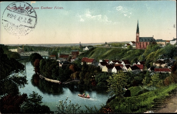 Postcard Kröllwitz Halle an der Saale, view of the city from the Trothaer Felsen