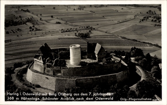 Ak Hering Otzberg im Odenwald, Burg Otzberg, Fliegeraufnahme