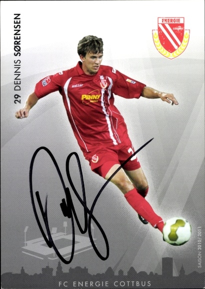 Autogrammkarte Fußballer Dennis Sorensen, Energie Cottbus, Autogramm