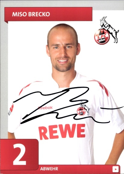Autogrammkarte Fußballer Miso Brecko, 1. FC Köln, Autogramm