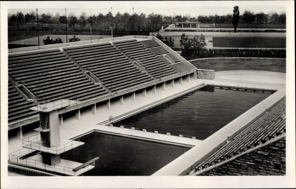 PC Berlin Charlottenburg Westend, Reichssportfeld, view from Deutsche Kampfbahn to the swimming stadium