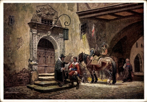 Artist Postcard Ohmayer, Rothenburg oT, Town Hall Portal, Der Kurier
