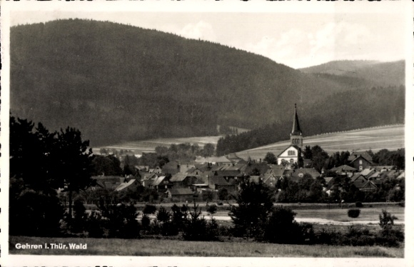 Ak Gehren Ilmenau Thür. Wald, Blick auf Ort und Bärenkopf