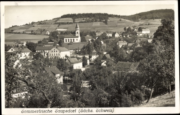Ak Saupsdorf Sebnitz Saksisch Zwitserland, stadszicht, kerk