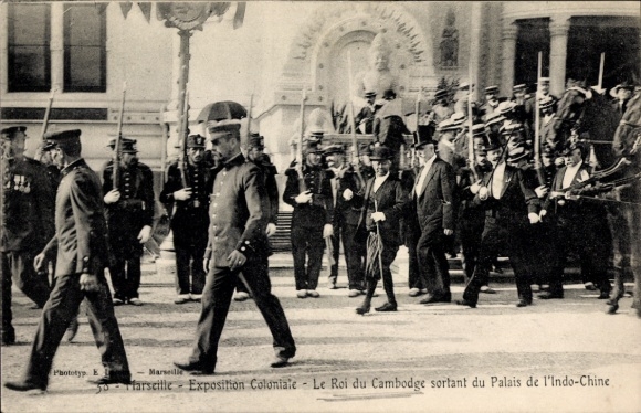 CPA Marseille Bouches-du-Rhône, Exposition Coloniale, Roi du Cambodge, Palais de l'Indo-Chine