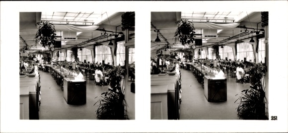 Stereo spatial image photo &quot;The NS model companies 1937-38&quot;, no. 251, Gebr. Thiel GmbH watch manufacture, Ruhla