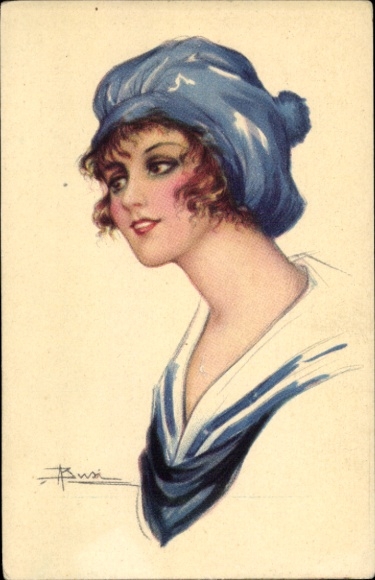 Artist Postcard Busi, Young woman with sailor cap