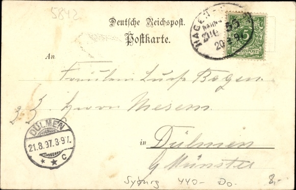 Litho Hohensyburg Syburg Dortmund Noordrijn-Westfalen, Kaiser-Wilhelm-monument, hotel