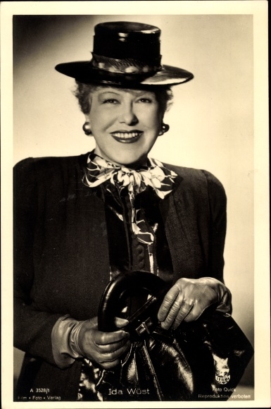 KP aktorka Ida Wüst, portret, kapelusz, torebka