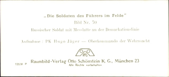 Stereo spatial image Photo &quot;The soldiers of the Führer in the field&quot; No. 70 Russian soldier, demarcation line