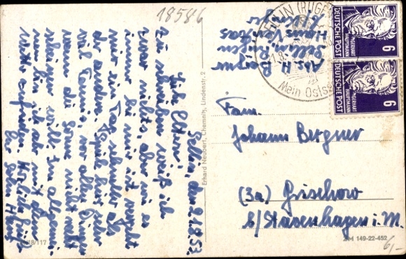 Postcard Ostseebad Sellin on Rügen, Wilhelm Pieck Street, villas, bus
