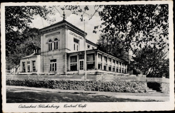 Postcard Glücksburg on the Baltic Sea, Central Cafe